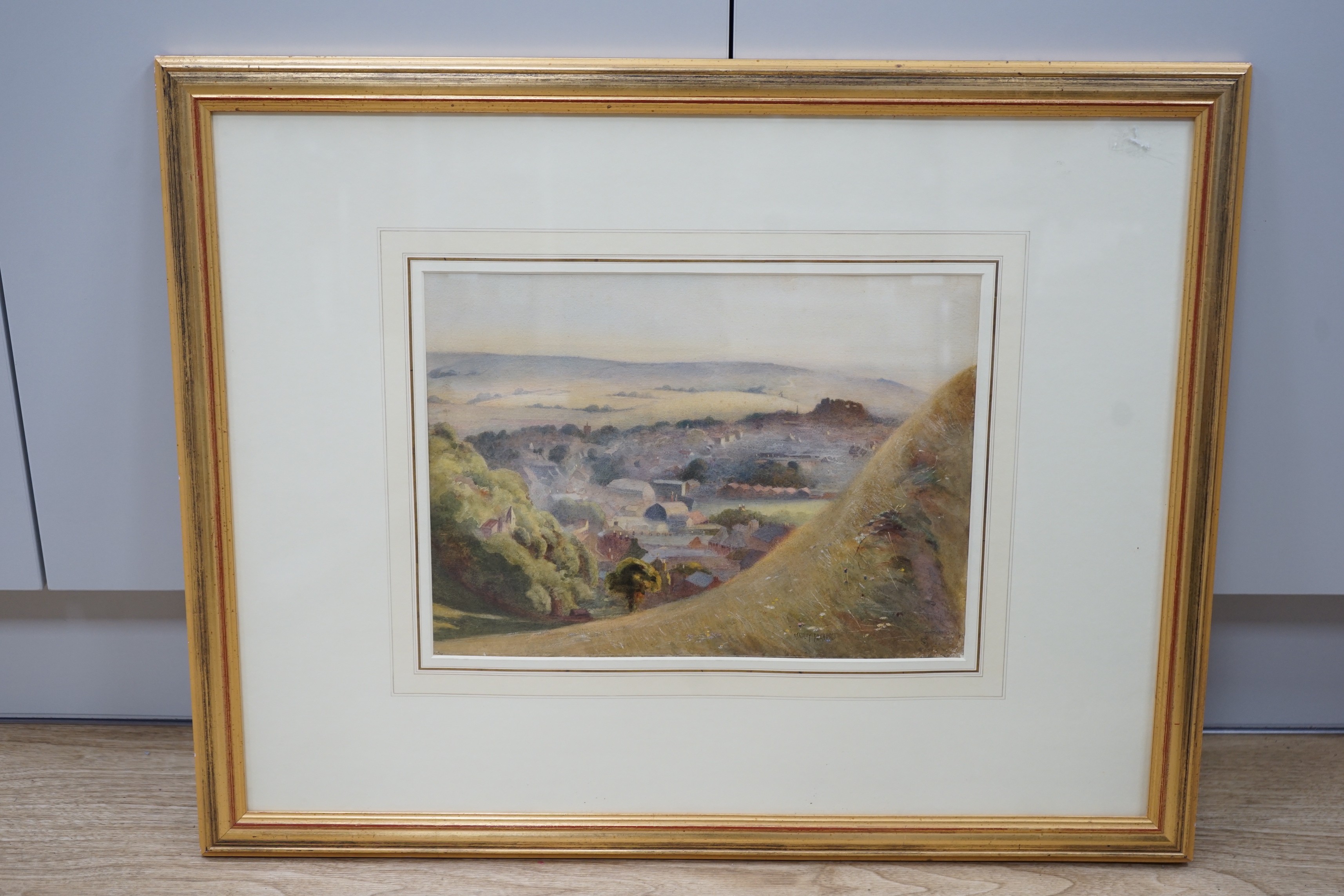 Stanley Inchbold (b.1856), watercolour with bodycolour, 'Lewes, Sussex', signed, with Chris Beetles label verso, 27 x 37cm
